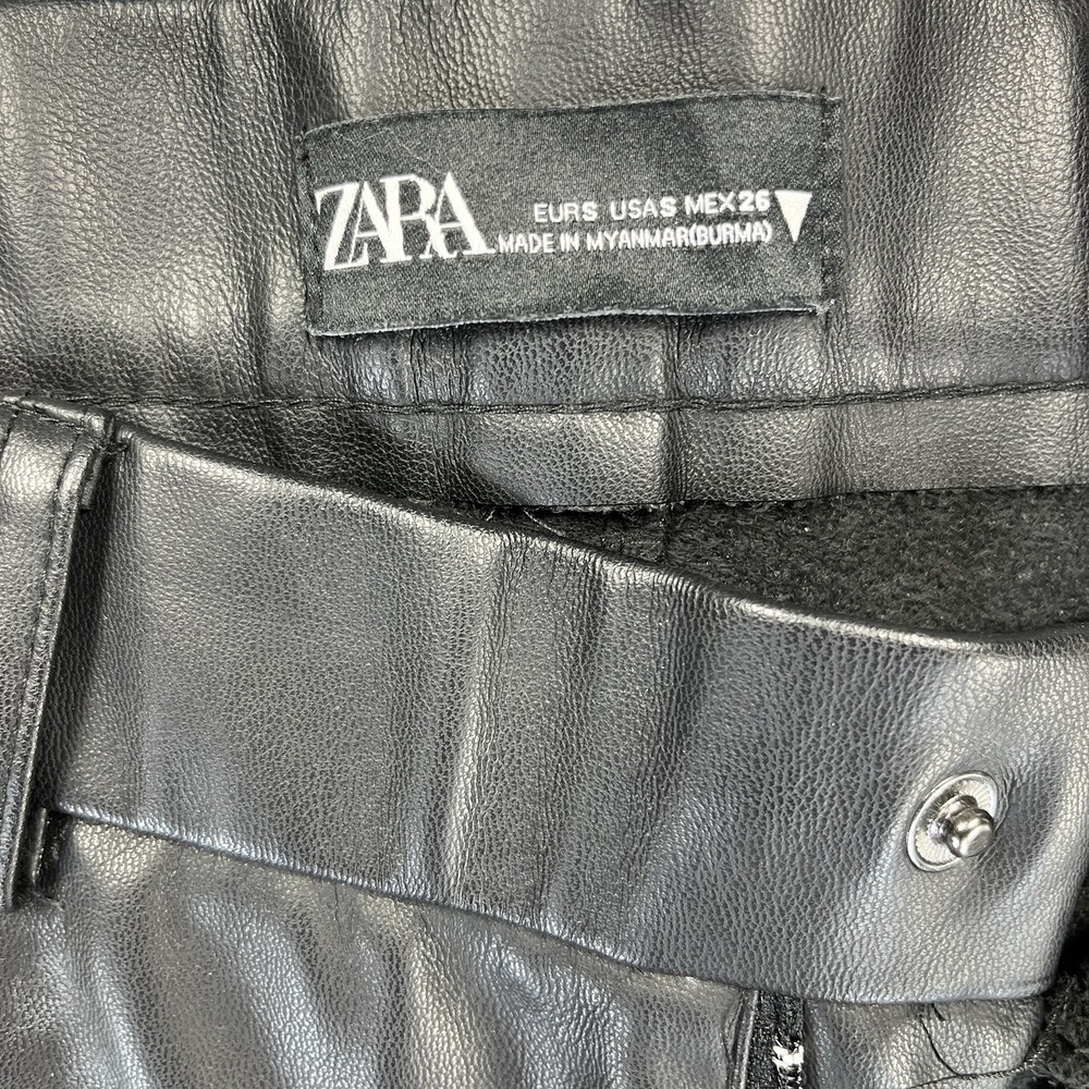 New ZARA faux Black leather Pants Women (S) skinny,‎ slim tight sexy